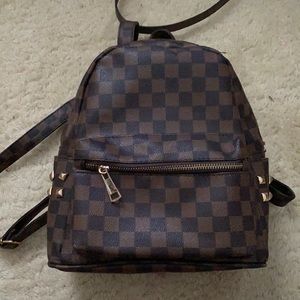 Brown and Black Checkered Backpack